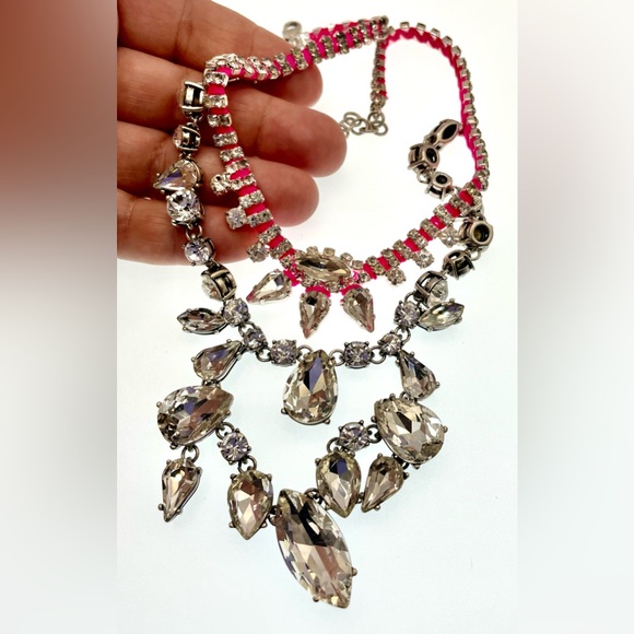 Stella & Dot Signed Neon Dreams 2 in 1 Detachable Silver Tone Statement Necklace - Picture 7 of 8